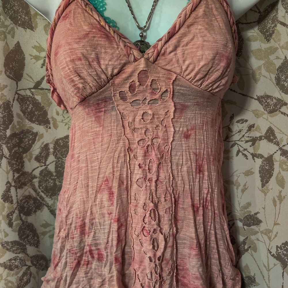 Guess Tie-Dye Halter Gold Thread Accents